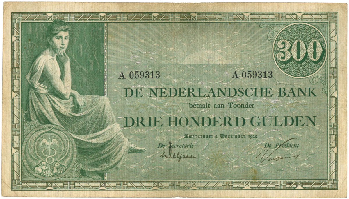 Nederland. 300 gulden. Bankbiljet. Type 1921. Type Grietje Seel. - Zeer Fraai.