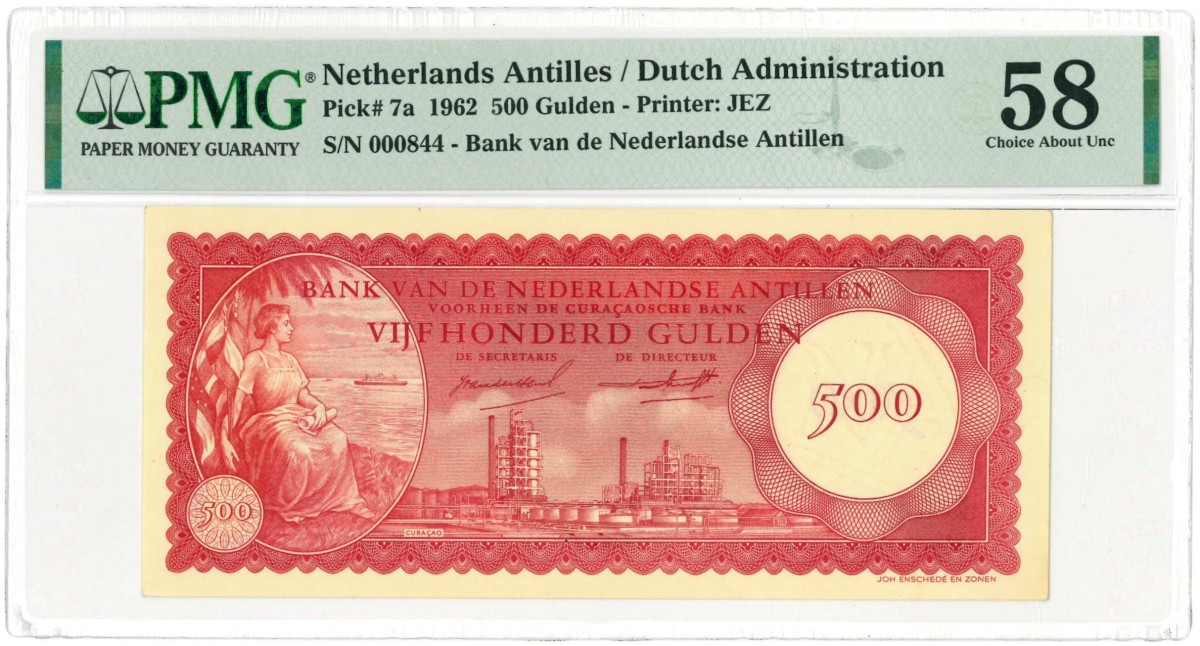 Netherlands-Antilles. 500 gulden. Banknote. Type 1962. - PMG 58.