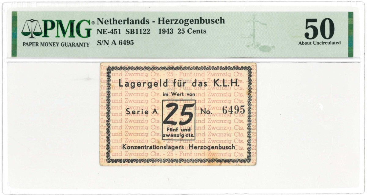 Nederland. 25 cent. Bankbiljet. Type 1943. Type 'S Hertogenbosch. - Nagenoeg UNC.