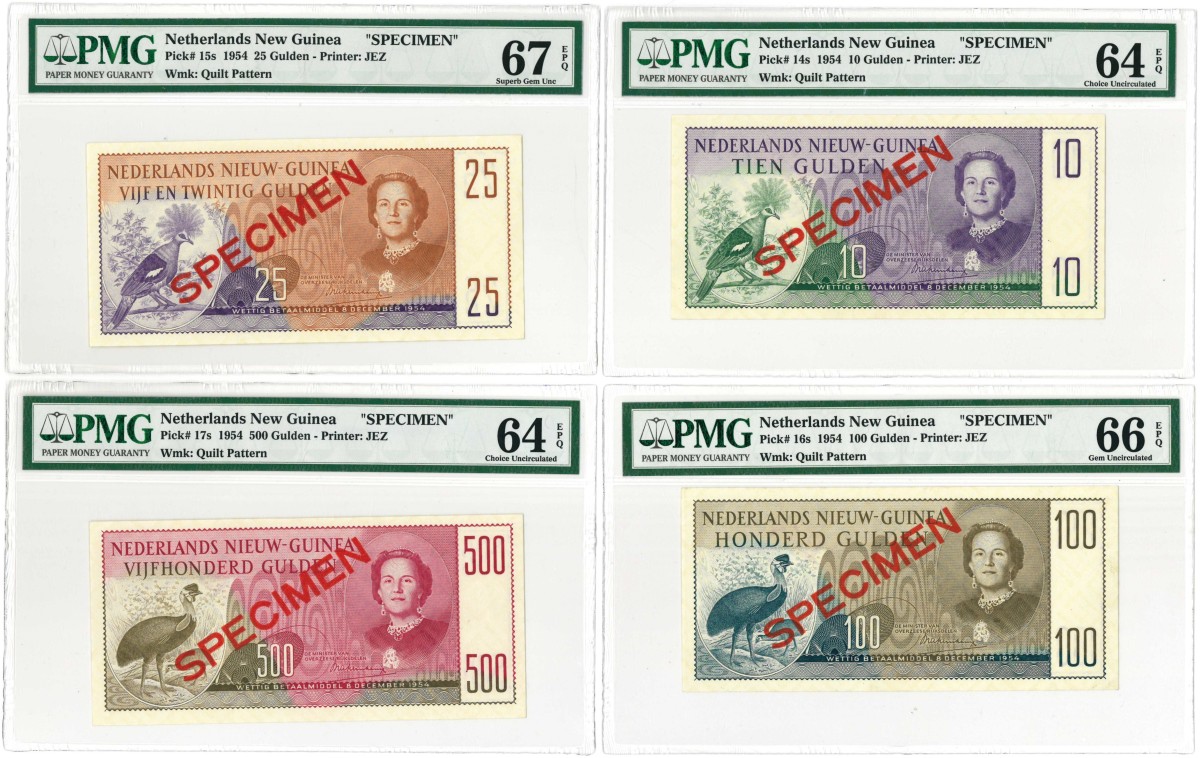 New Guinea. 10/25/100/500 gulden. Banknote. Type 1954. Type Juliana. - UNC.