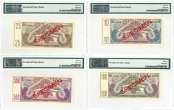 New Guinea. 10/25/100/500 gulden. Banknote. Type 1954. Type Juliana. - UNC.