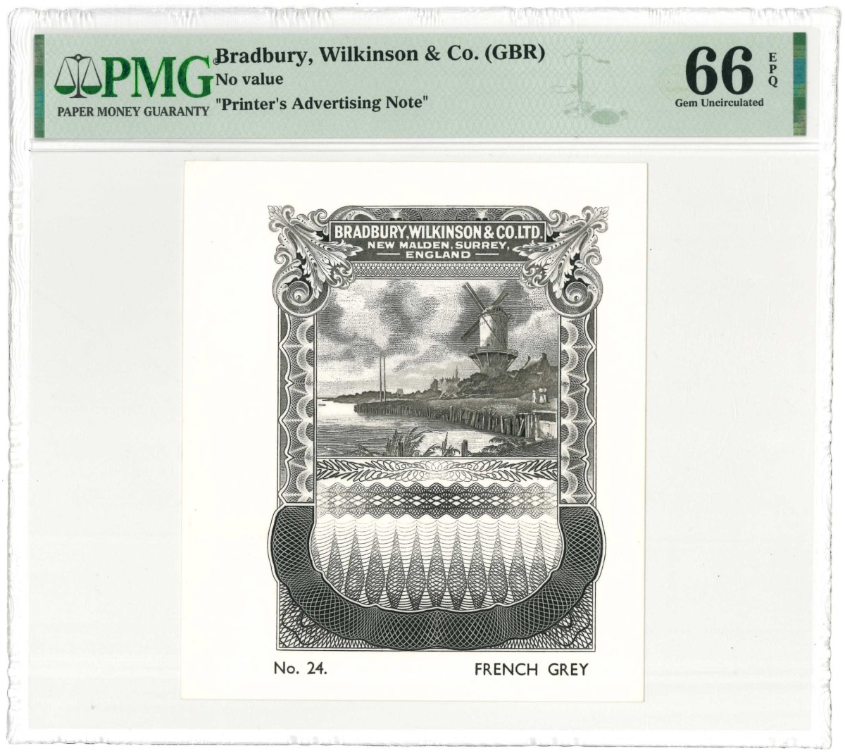 England. Advertising note. Type ND. Type Bradbury, Wilkinson & Co. - UNC.