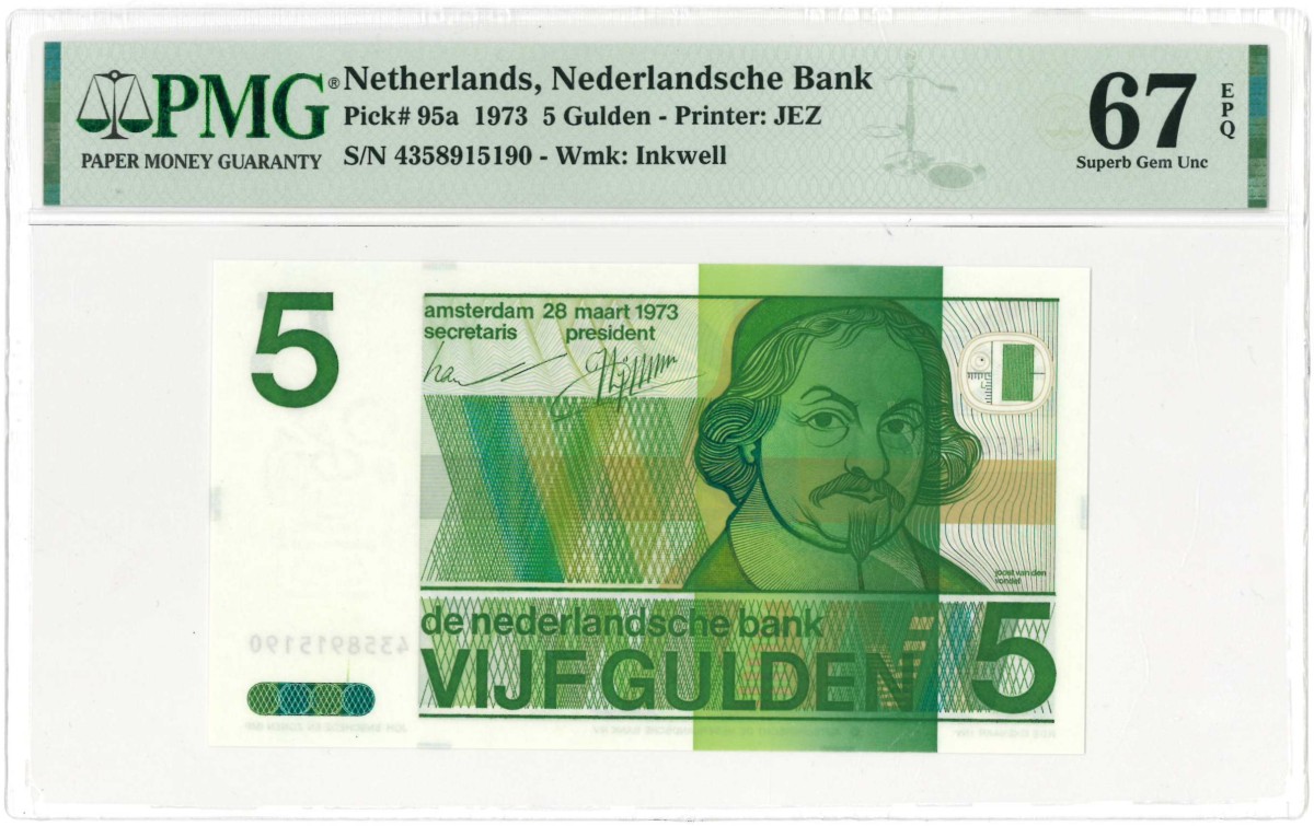 Nederland. 5 gulden. Bankbiljet. Type 1973. Type Vondel II. - UNC.