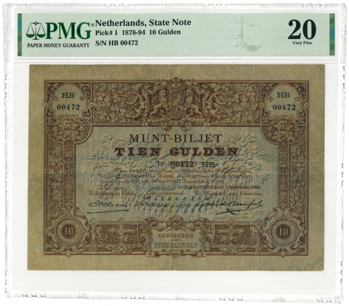 Nederland. 10 gulden. Bankbiljet. Type 1878. - Zeer Fraai.