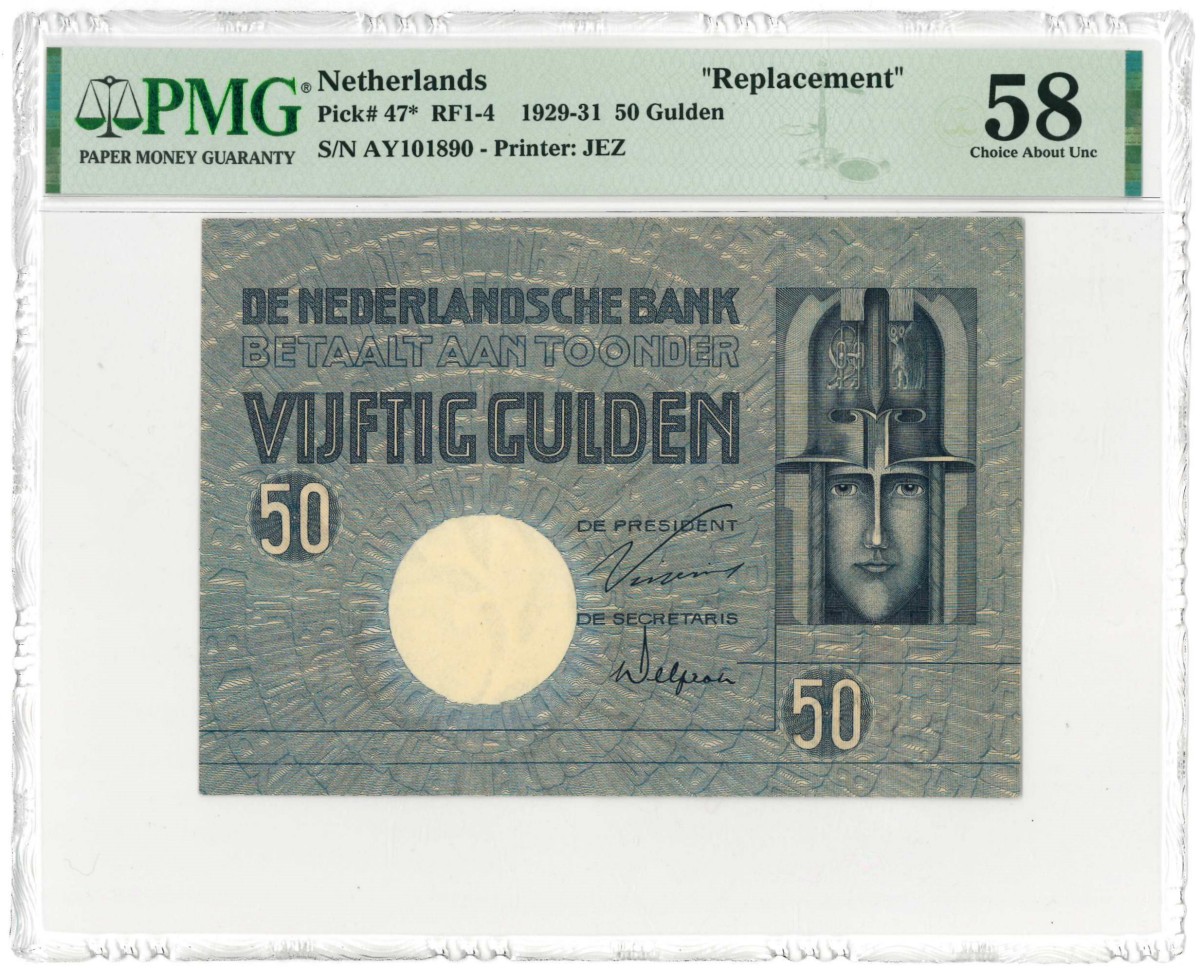 Nederland. 50 gulden. Bankbiljet. Type 1929. Type Minerva. - Nagenoeg UNC.