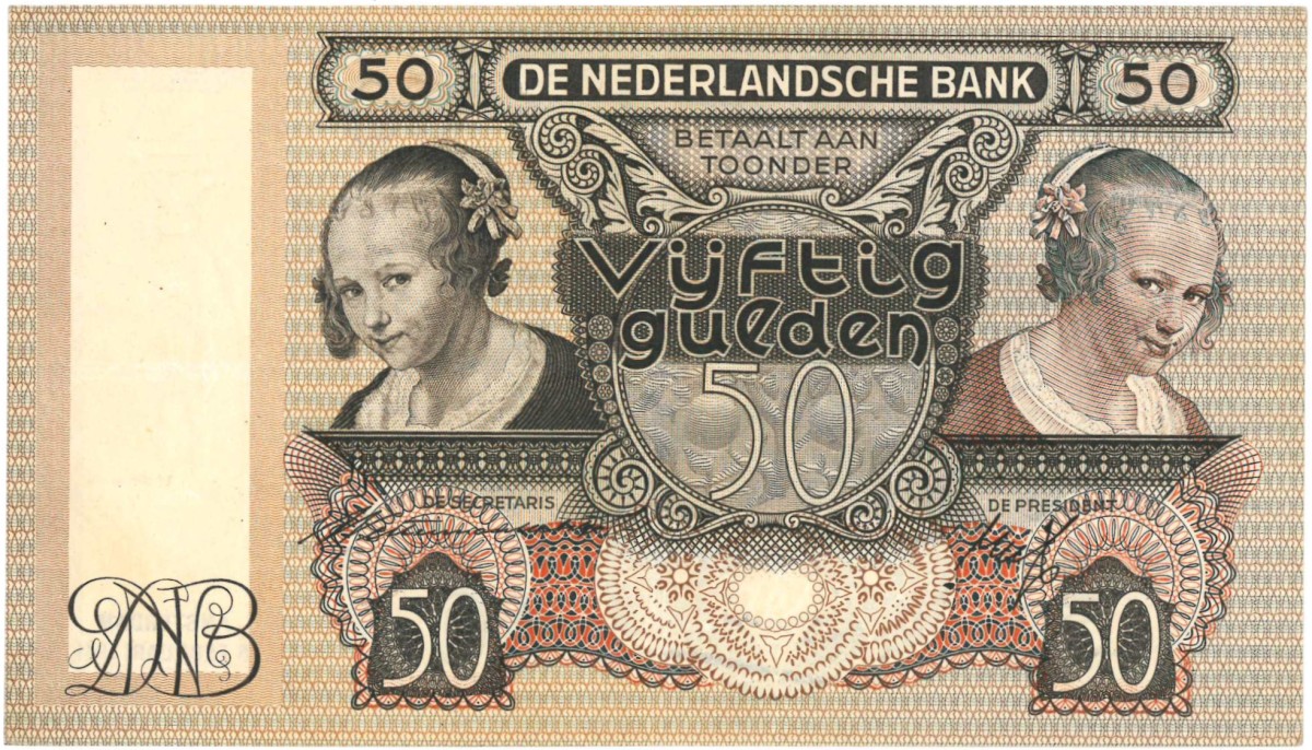 Nederland. 50 gulden. Bankbiljet. Type 1941. Type Oestereetster. - Zeer Fraai +.