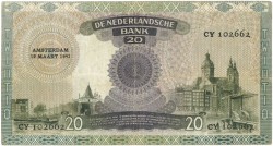 Nederland. 20 gulden. Bankbiljet. Type 1939. Type Emma. - Zeer Fraai -.