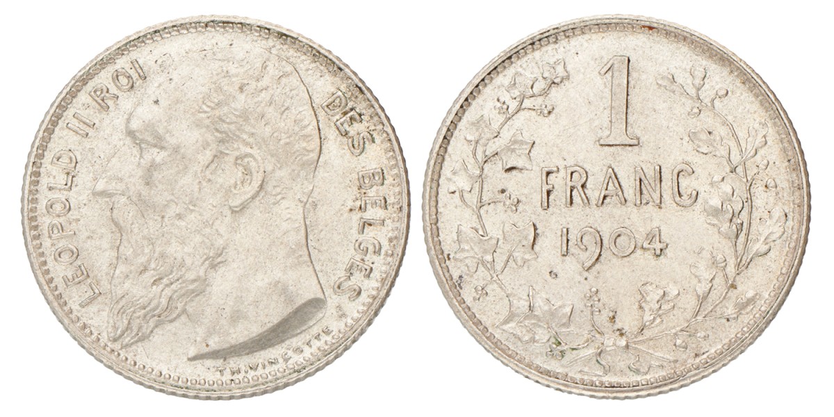 Belgium. Leopold II. 1 Franc - FR. 1904.