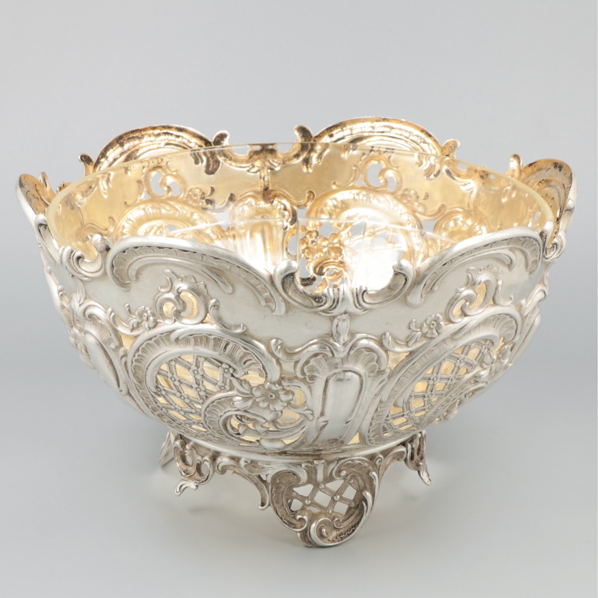 Pronkschaal / fruitschaal zilver.