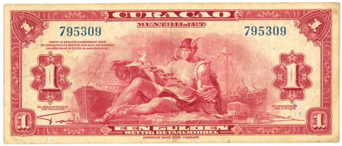 Curaçao. 1 gulden. Currency note. Type 1942. Type Wouters - Franke. - Fine.