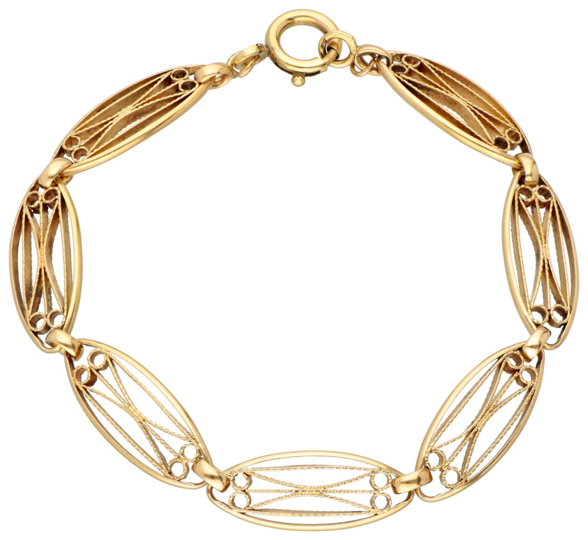 Franse 18K geelgouden filigrain armband.