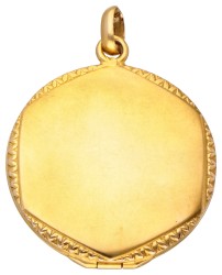 Antieke 14K geelgouden medaillon hanger met zaadparel.