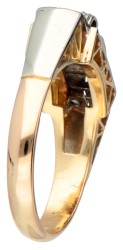 18K Geelgouden en palladium retro ring met roos geslepen diamant.