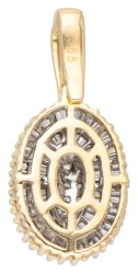 14K Witgouden ovale hanger met diamant.