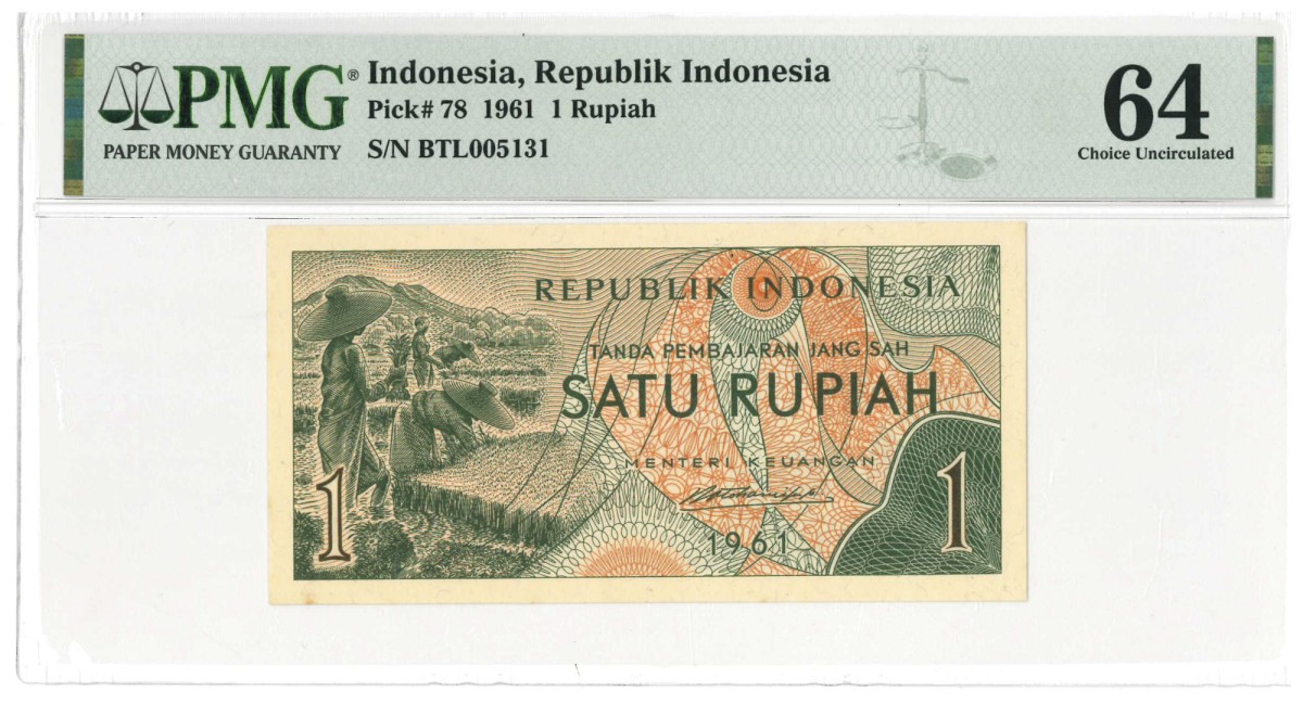 Indonesia. 1 rupiah. Banknote. Type 1961. - UNC.