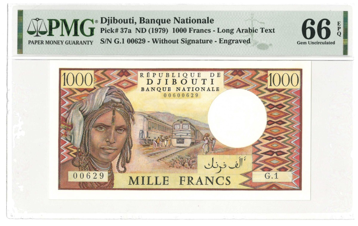 No reserve - Djibouti. 1000 francs. Banknote. Type 1979. - UNC.