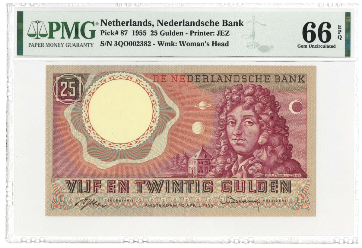 Nederland. 25 gulden. Bankbiljet. Type 1955. Type Huygens. - UNC.