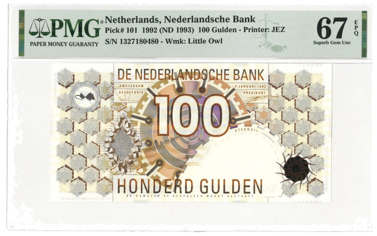 Nederland. 100 gulden. Bankbiljet. Type 1992. Type Steenuil. - UNC.