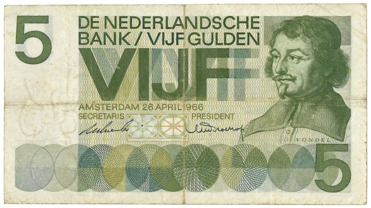 Nederland. 5 gulden. Bankbiljet. Type 1966. Type Vondel I. - Fraai -.