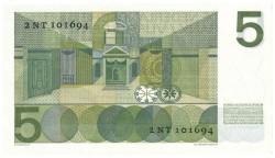 Nederland. 5 gulden. Bankbiljet. Type 1966. Type Vondel I. - UNC.