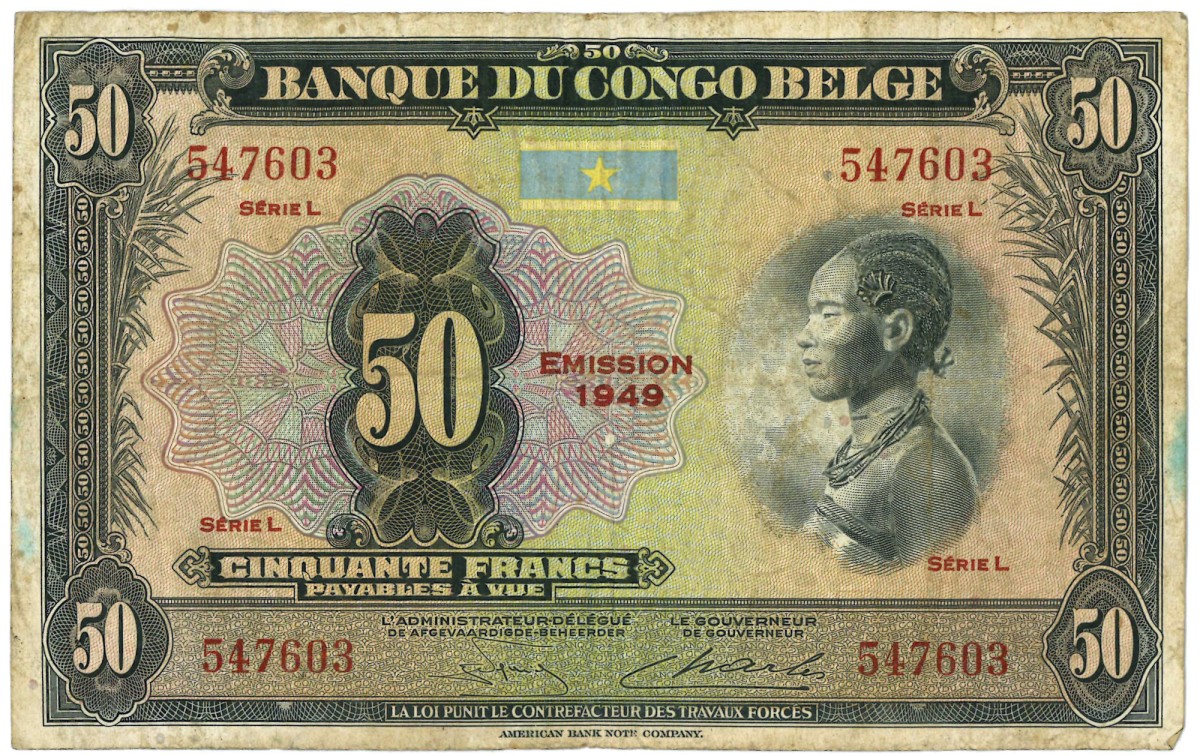 Belgium-Congo. 50 francs. Banknote. Type 1949. - Very fine -.