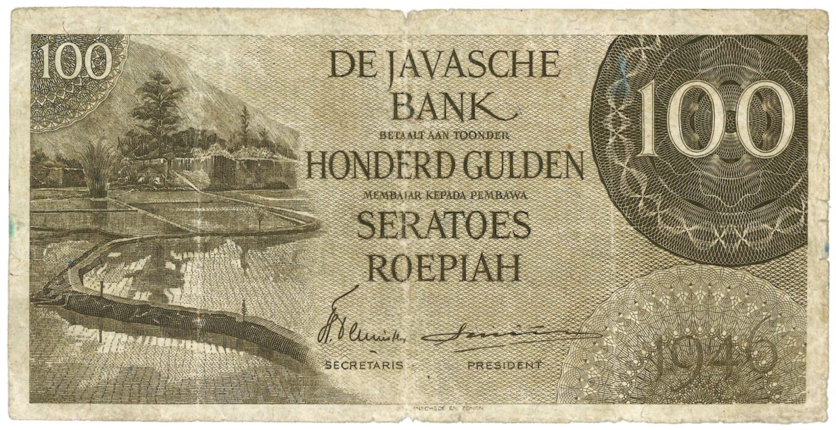 Netherlands-indies. 100 gulden. Banknote. Type 1946. - Fine -.