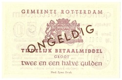 Nederland. 2½ gulden. Noodgeld. Type 1940. Type Rotterdam. - UNC.