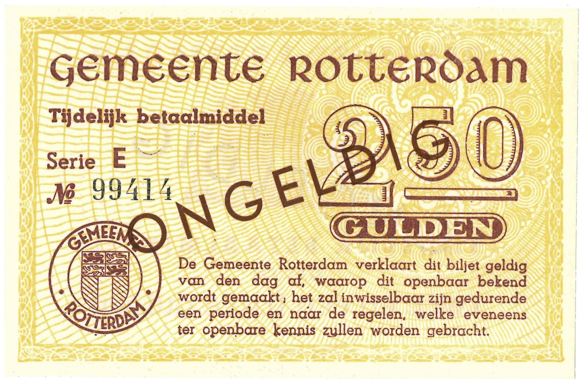 Nederland. 2½ gulden. Noodgeld. Type 1940. Type Rotterdam. - UNC.