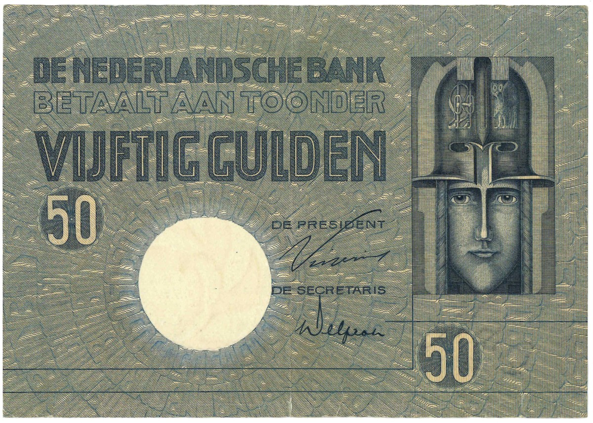 Nederland. 50 gulden. Bankbiljet. Type 1929. Type Minerva. - Zeer Fraai -.