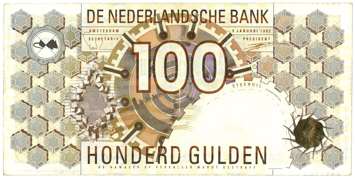 Nederland. 100 gulden. Bankbiljet. Type 1992. Type Steenuil. - Zeer Fraai.