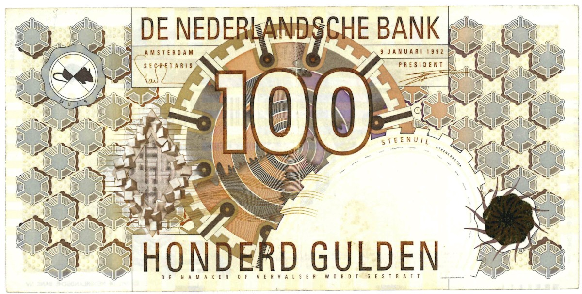 Nederland. 100 gulden. Bankbiljet. Type 1992. Type Steenuil. - Zeer Fraai.