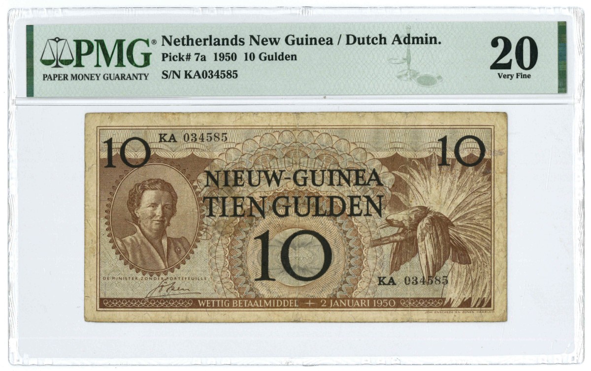 New Guinea. 10 gulden. Banknote. Type 1950. - Very fine.