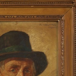 Albert Wachter (XIX/XX), Man met pijp  in Zuid Duits kostuum.