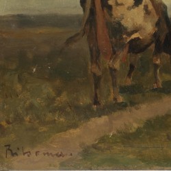 Jacob Ritsema (Haarlem 1869 - 1943 Laren), Een koehoedster met vee op een zandpad in het duin.