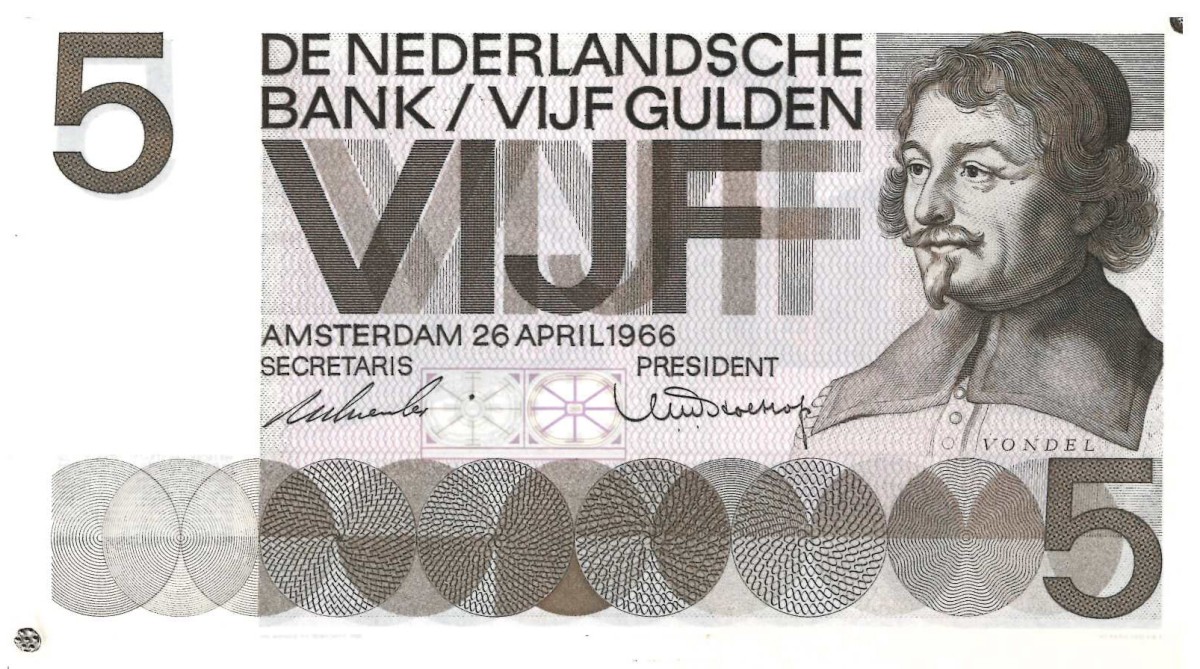 Nederland. 5 gulden. Proefdruk. Type 1966. Type Vondel I. - UNC.