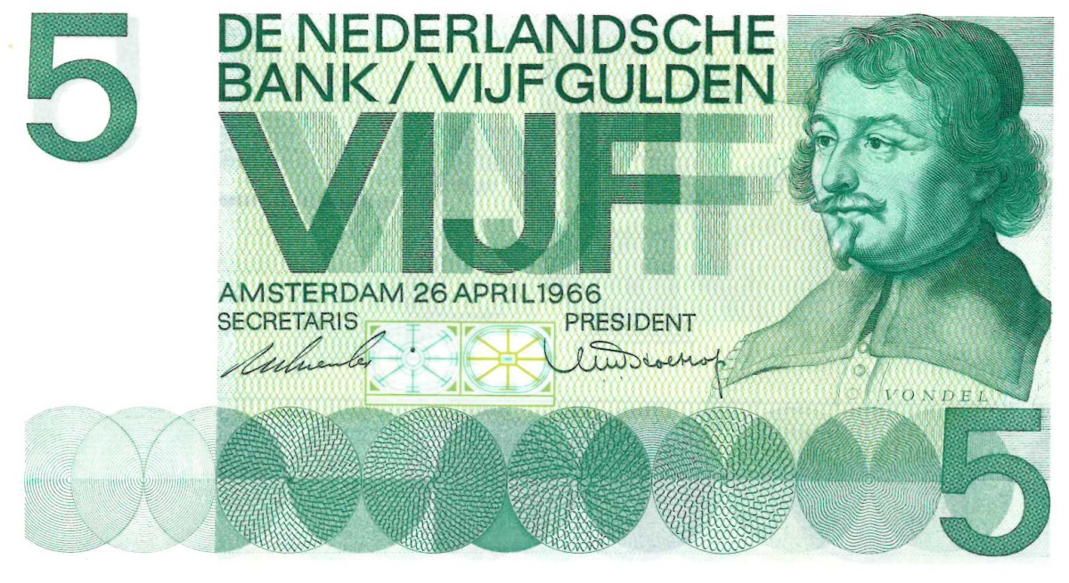 Nederland. 5 gulden. Proefdruk. Type 1966. Type Vondel I. - UNC.