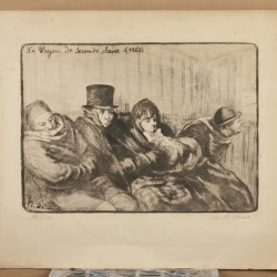 Een ets van Nijmegen en een litho naar Daumier. (2x)