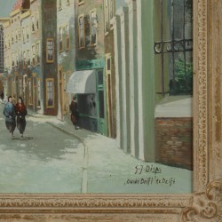 G.J. Dispo (1922 - 1973), Een stadsgezicht in Delft met de Oude Delft.