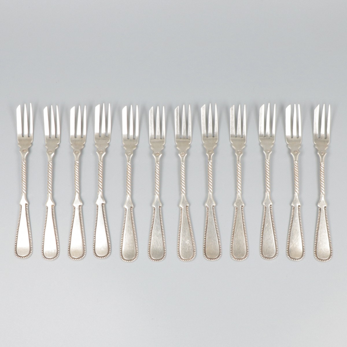 12-delige set taartvorken zilver.
