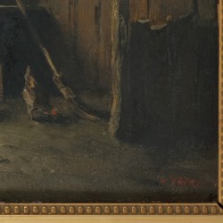 Hollandse Scool ca. 1900, Een boeren interieur met een vrouw bij een watervat..