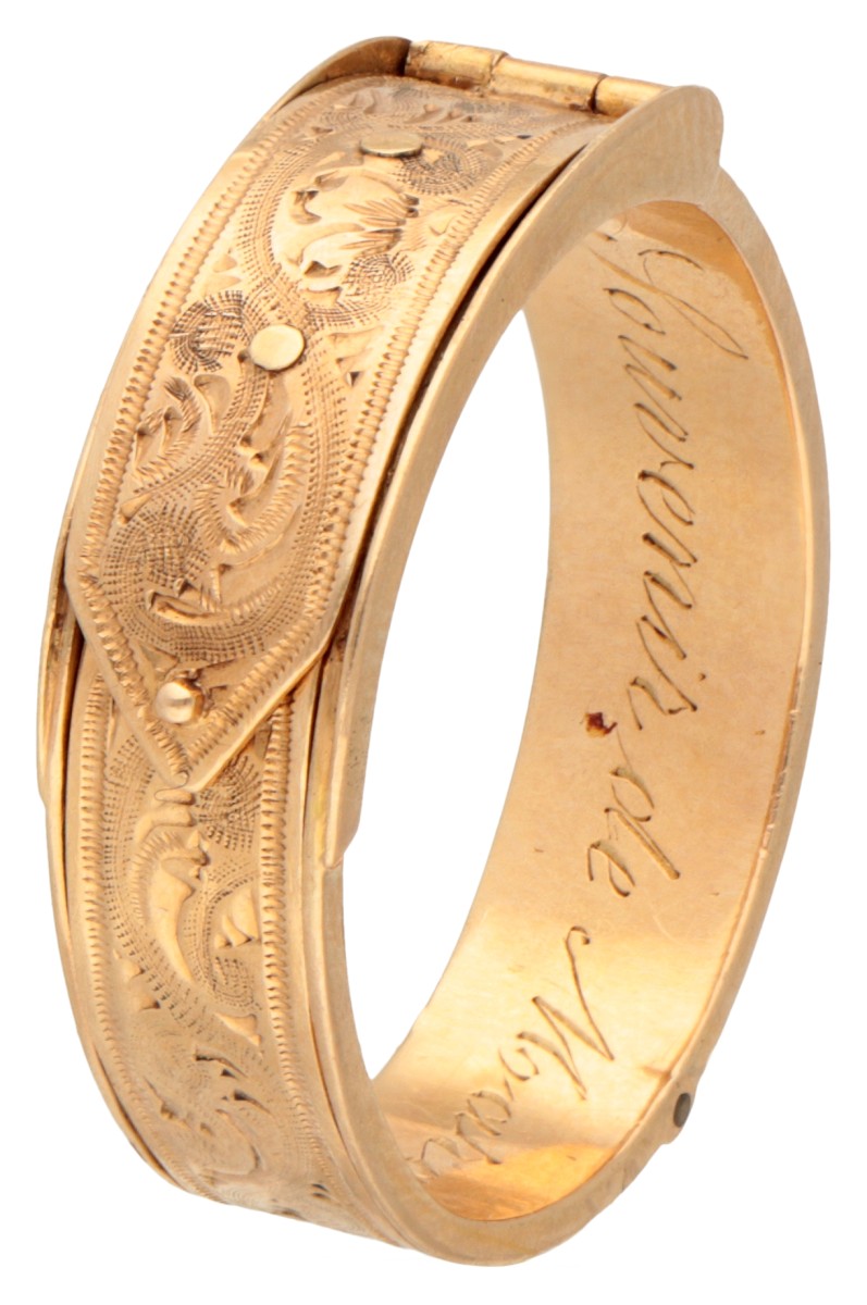 Antieke 18K geelgouden souvenir gesp ring.