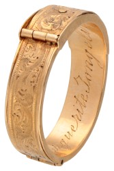 Antieke 18K geelgouden souvenir gesp ring.