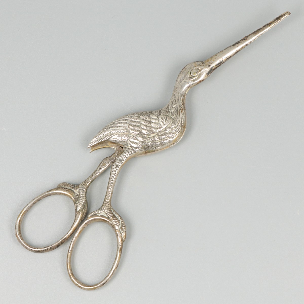 Geboorteschaar ooievaar zilver.