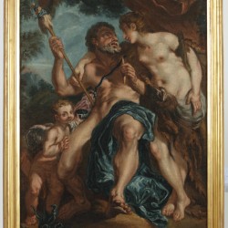 Antwerpse School, 17e eeuw, Mythologische voorstelling, mogelijk Clymenus en Harpalyce of Vulcanus en Venus.