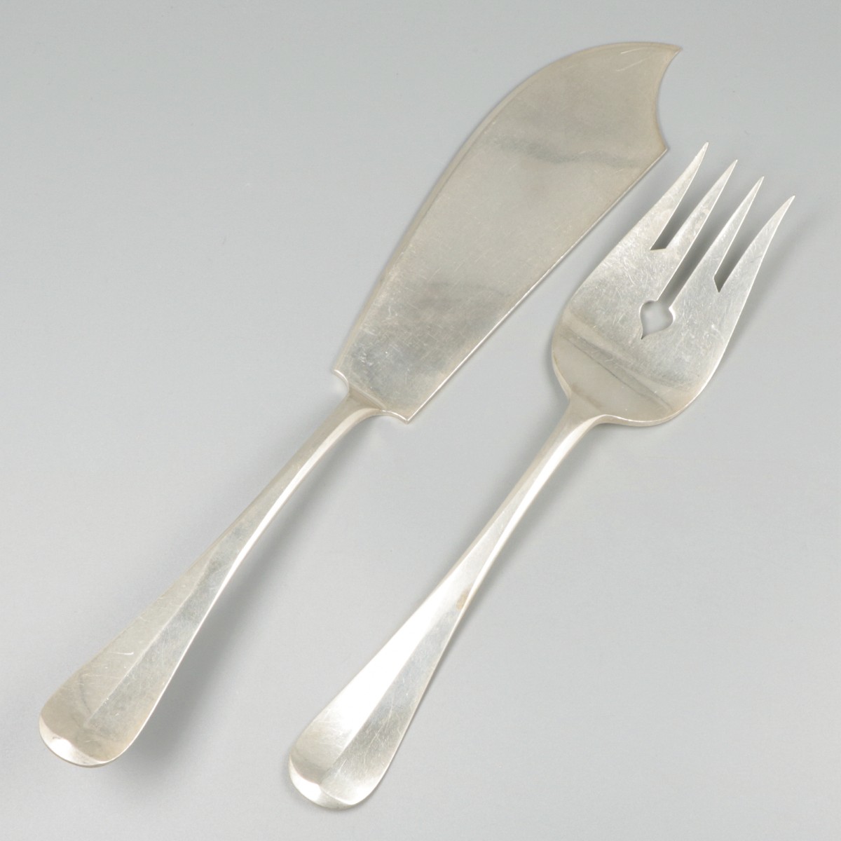 Vis-serveerset zilver.