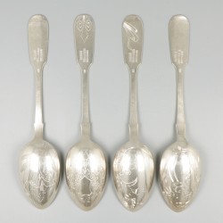 8-delige set dinerlepels (中哈金属社 Zhong Ha Jinshu She: China-Kazachstan metal society) zilver.