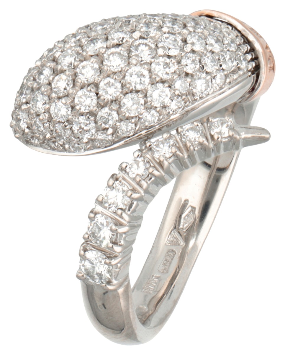 18K Witgouden Damiani designer ring pavé bezet met diamant.