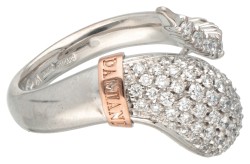 18K Witgouden Damiani designer ring pavé bezet met diamant.