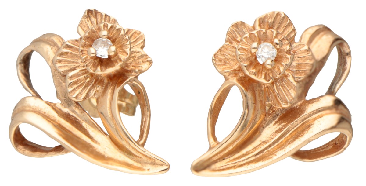 Franklin Mint 14K geelgouden oorstekers bezet met diamant.
