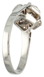 18K Witgouden / palladium ring bezet met roos geslepen diamanten.